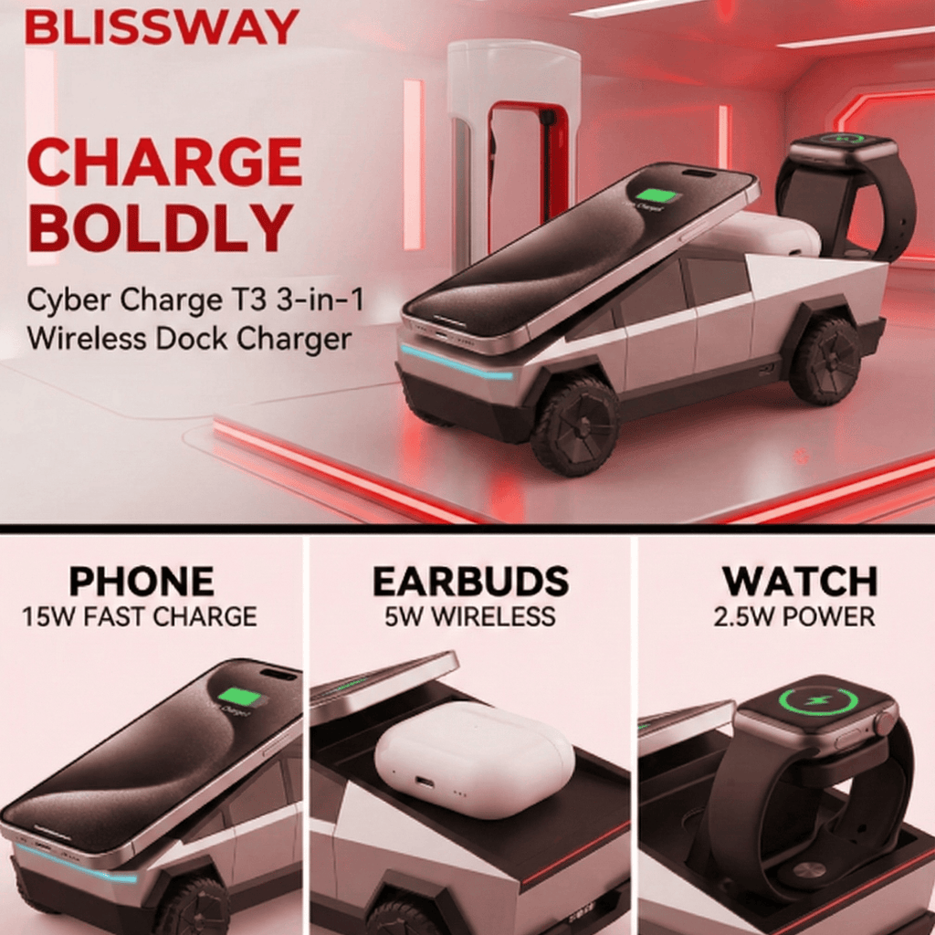 Cyber Charge T3 3-in-1 Wireless Dock Charger