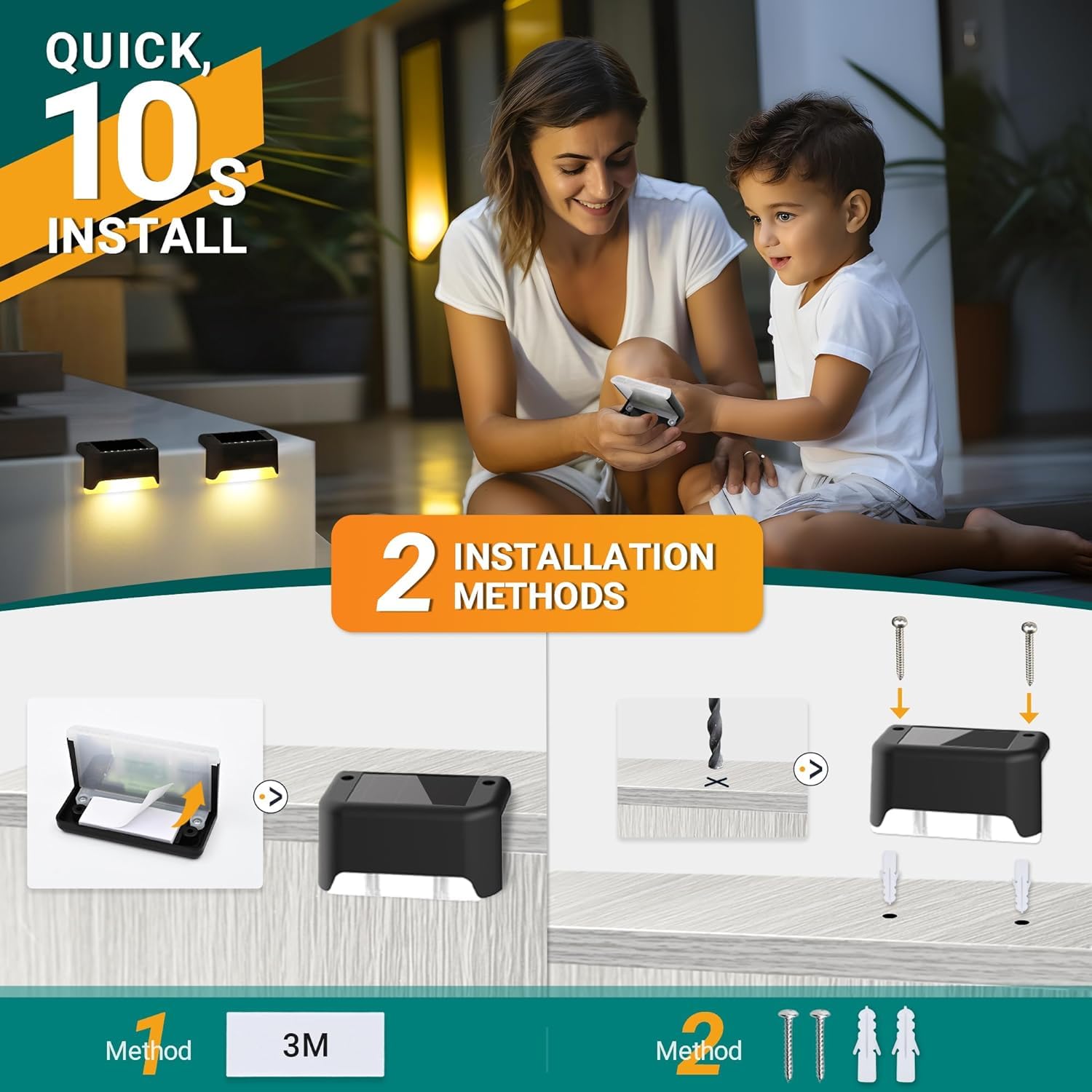Waterproof LED Solar Powered Deck Stair Outdoor Light (Pack of 4) (RA-028)