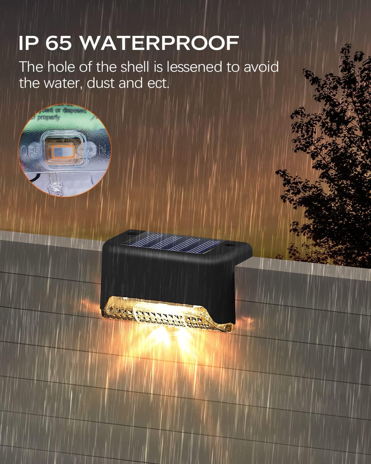 Waterproof LED Solar Powered Deck Stair Outdoor Light (Pack of 4) (RA-028)
