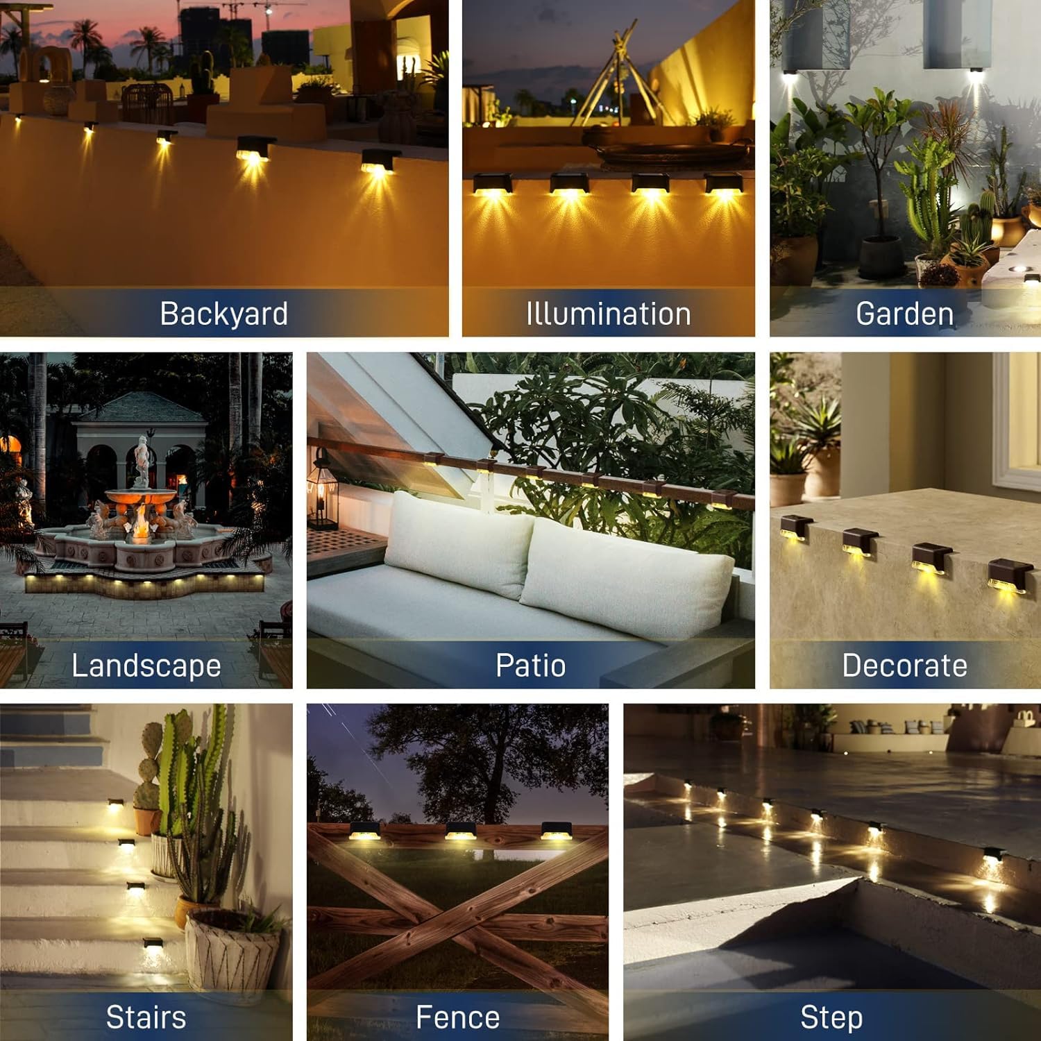 Waterproof LED Solar Powered Deck Stair Outdoor Light (Pack of 4) (RA-028)