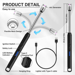 Flexible Arc Lighter – Windproof USB Rechargeable Candle Lighter
